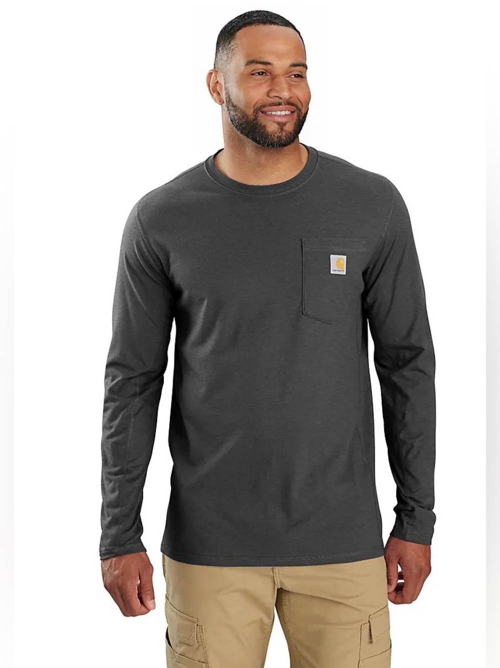 Carhartt Force Long Sleeve Pocket Tee Size Small NWOT Carbon Heather Gray